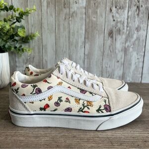 Vans Cream Floral Old Skool Sneakers Womens 5, Youth 3